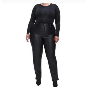 Good American Good Boy Faux Leather Pants Super High Rise Black Size 12/31
